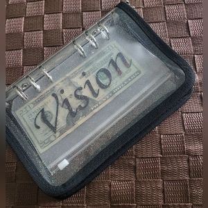 Black Sparkle Zipper A6 Budget Binder with 5 Personal Cash Envelopes